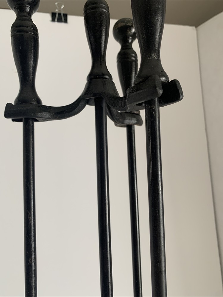 Fireplace Tool Set Black Iron Heavy