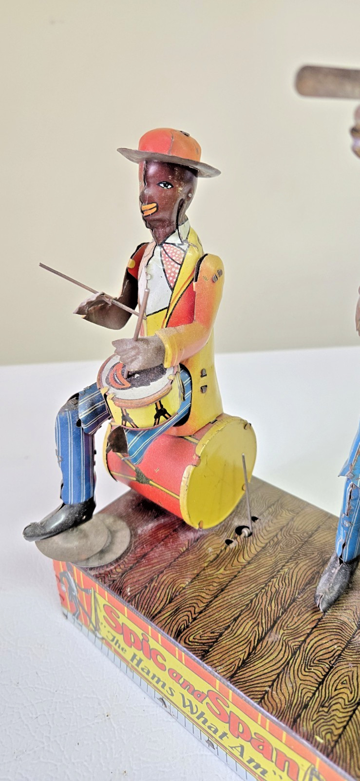 ANTIQUE WIND-UP MARX LITHOGRAPH TIN TOY "SPIC and SPAN" BAND - WORKING