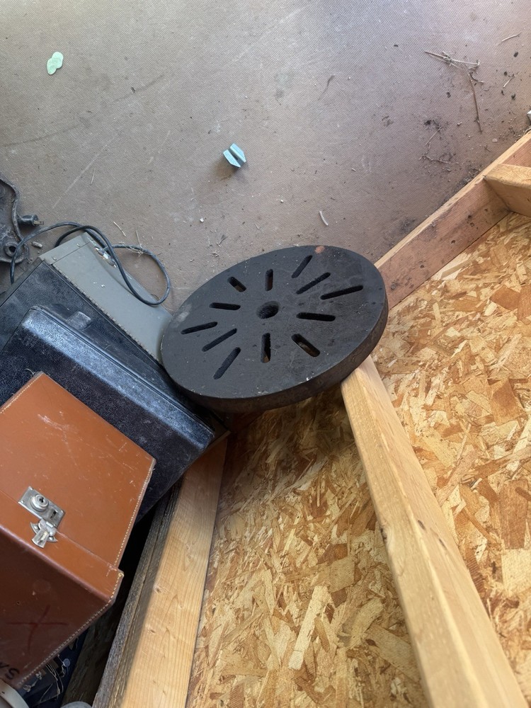 Large Antique Round Drill Press Work Table