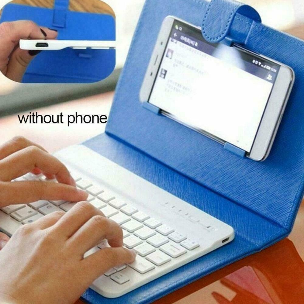 Wireless Bluetooth Keyboard Case Stand Cover For iPhone/Android Phone Leather US