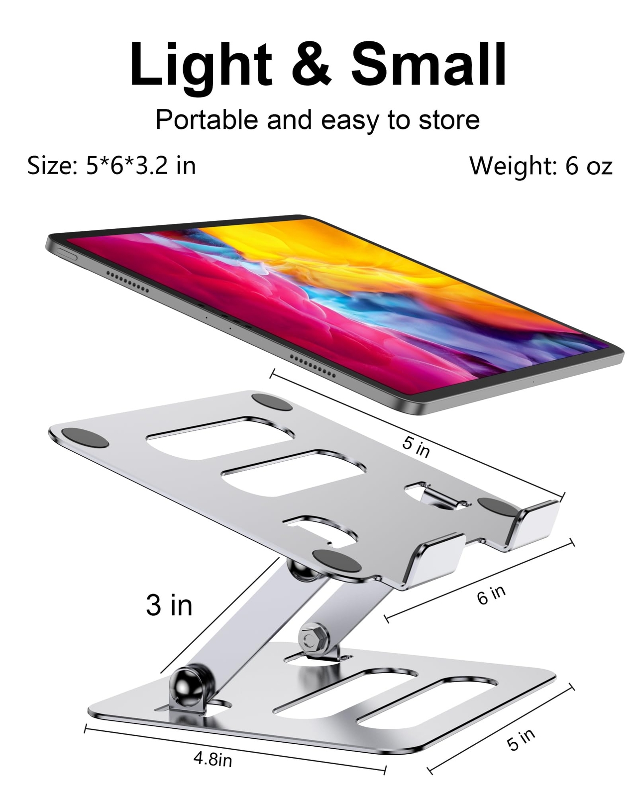 iAXBi Tablet Stand Holder for iPad for Desk Adjustable Foldable Aluminium Tra...