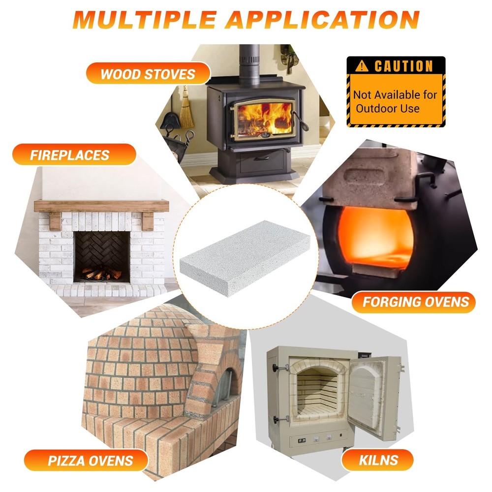 Fire Bricks, WoodStove Firebricks, 2400F Light Weight High Temperature Insula...