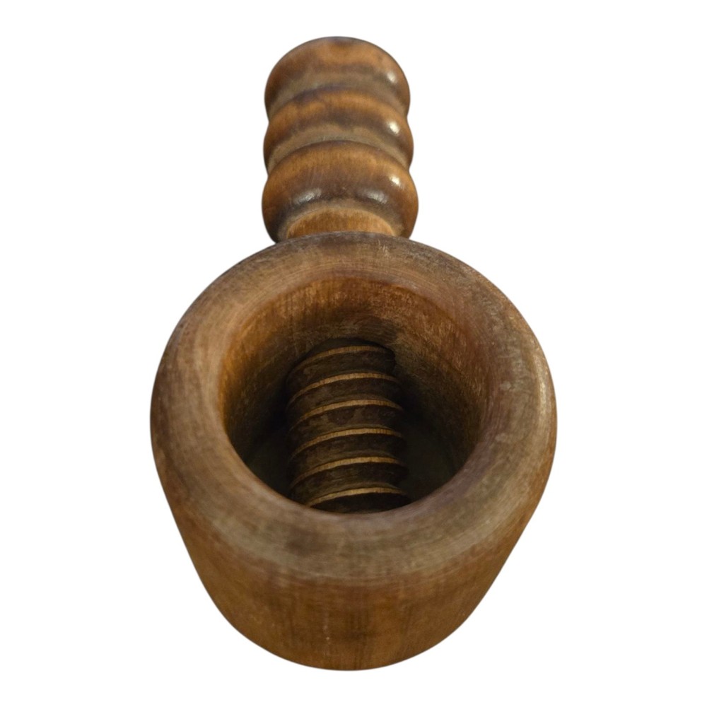 Vintage Wooden Corkscrew Style Walnut Nutcracker
