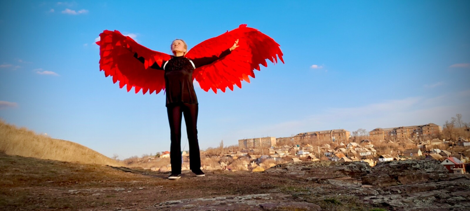 Red Angel Wings Costume Moveable Wings Red Adult Wings Cosplay Halloween Costume