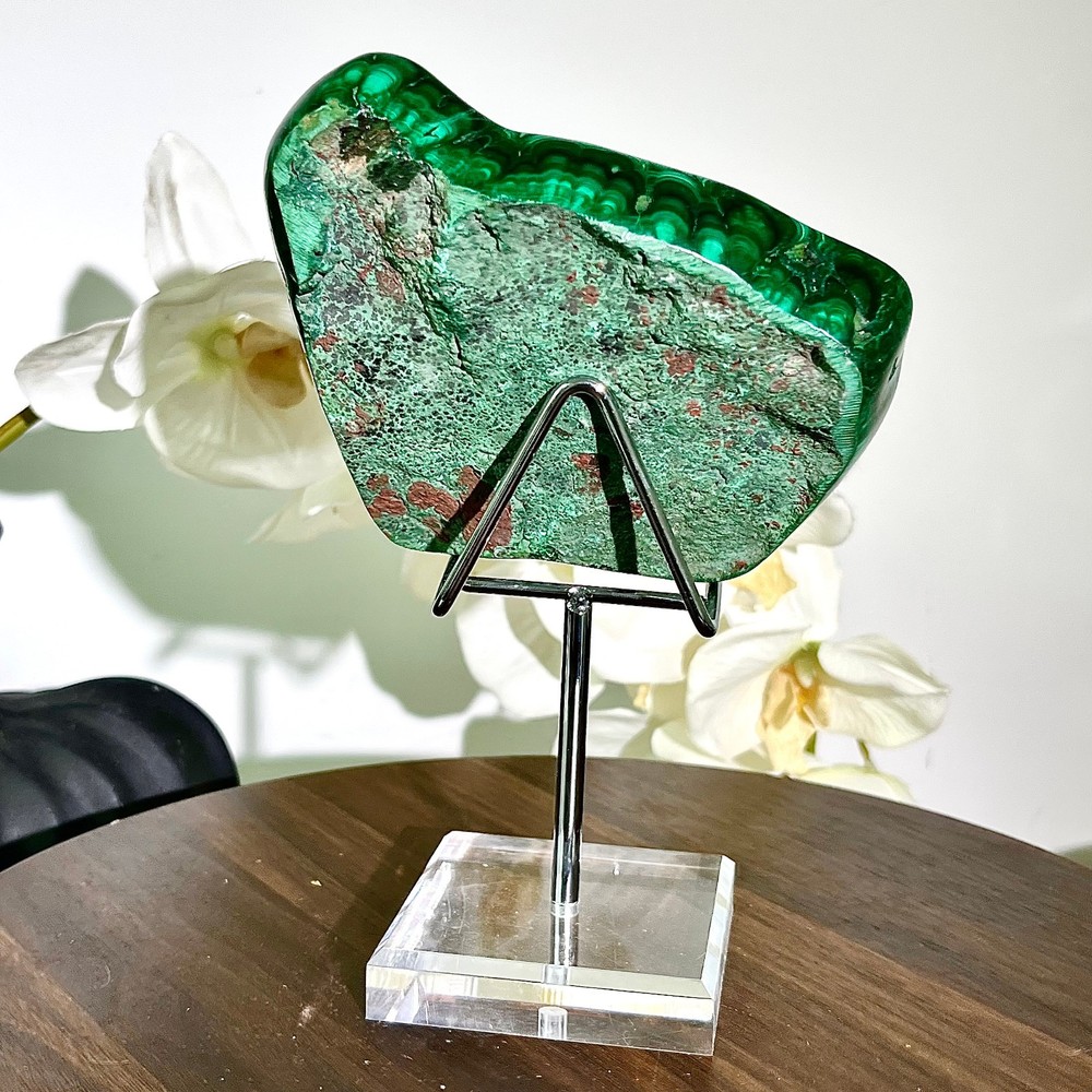 1.73LB Natural glossy Malachite transparent cluster rough mineral sample