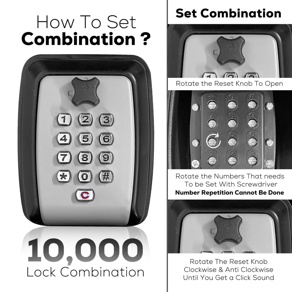 Key Lock Box for Outdoor, Sturdy Waterproof Hanging Lock Box for Keys with Code,