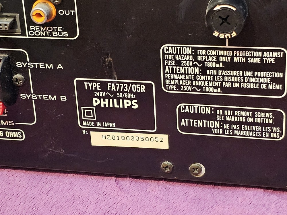 Vintage Philips FA773 Audio Video Stereo Amplifier Graphic Equalizer Phono Stage