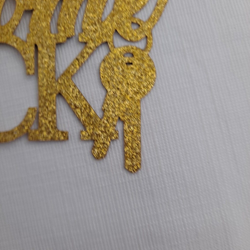Welcome Back Cake Topper Gold Sparkle Keys