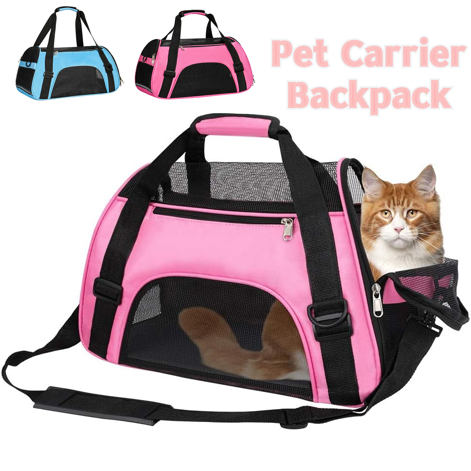 Pet Cat Carrier Hand Bag Soft Sided Breathable Travel Nylon Tote Case S M L
