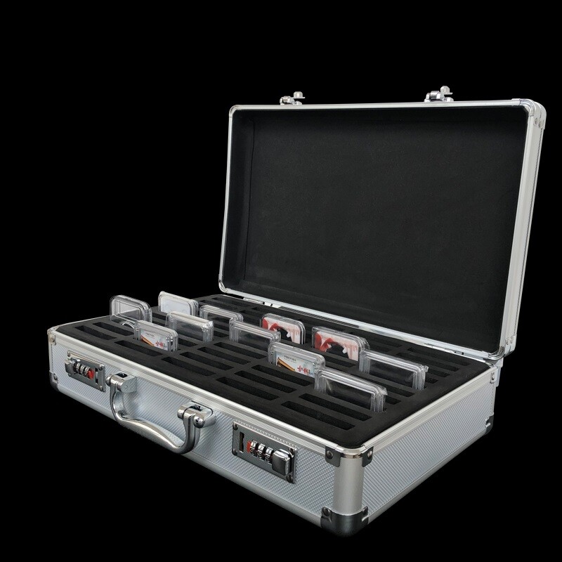 Aluminum Frame Storage Box  Case with Lock for 50 PCGS NGC Coin Holders Slabs