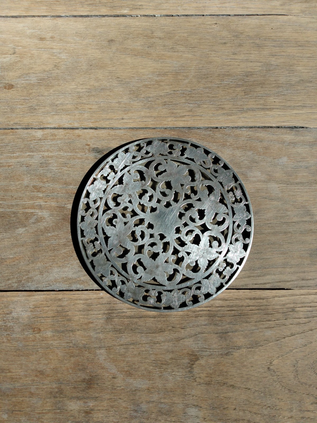 Vintage Webster Co EPCA Filigree Silver Plate Glass Champagne Wine Tea Coaster