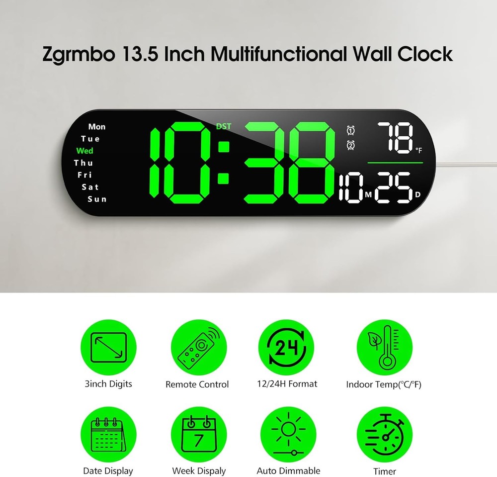 Digital Wall Clo, Lar Display Digital Clo with Remote Control