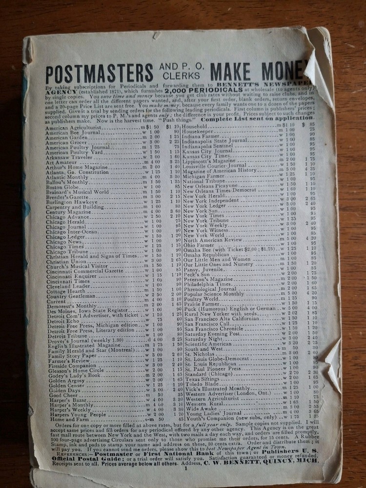 1886 United States Official Postal Guide , 2nd Series, Vol 8, No.1