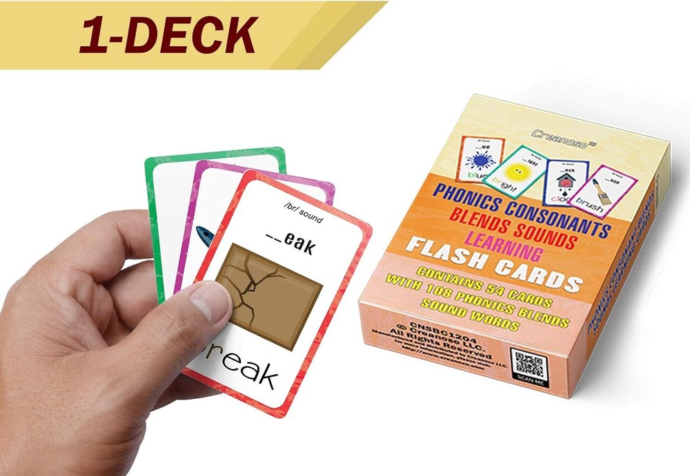 Phonics Consonant Blends Sounds Learning Cards (1-Deck)
