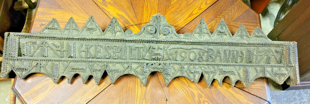 TRAMP ART WINDOW VALANCE 1908 UNUSUAL