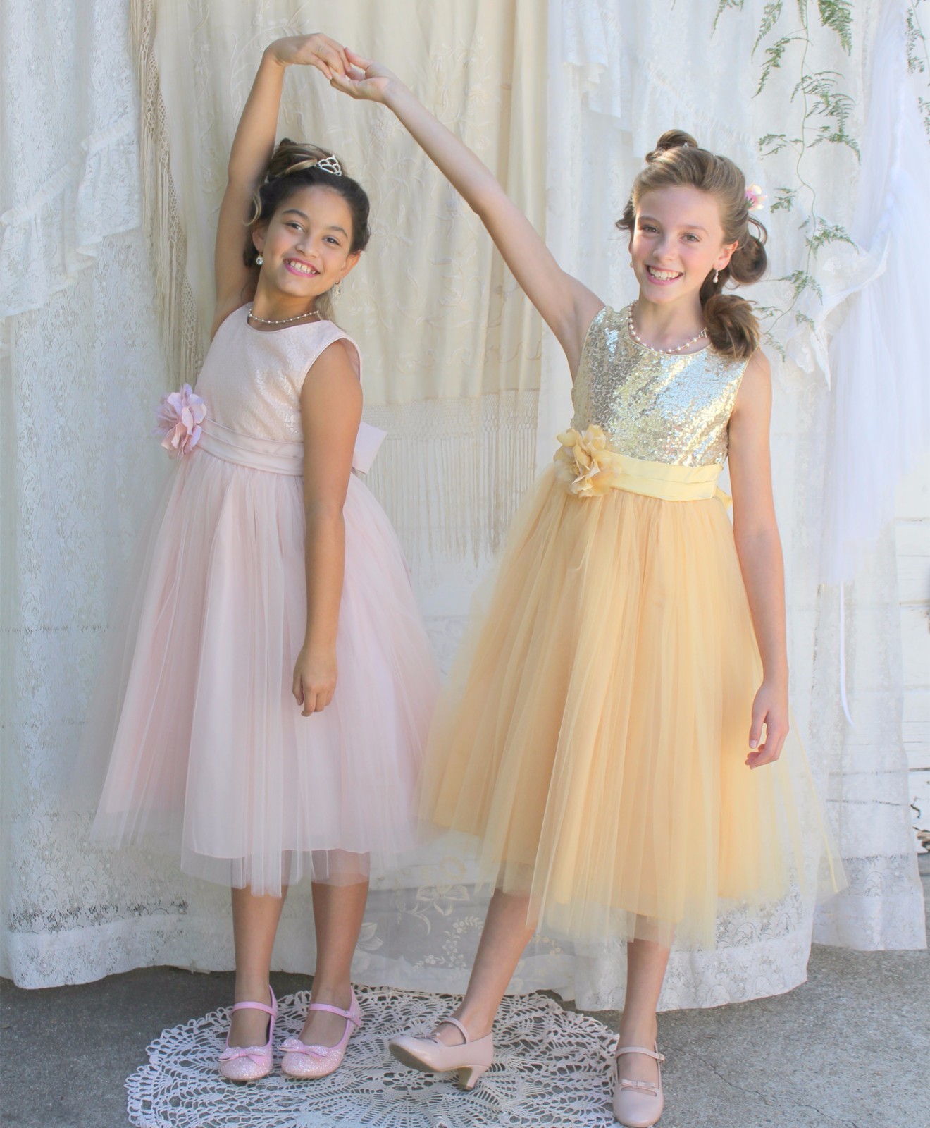 Sequins Mesh Flower Girl Dresses Birthday Wedding Pageant Communion Toddler 124