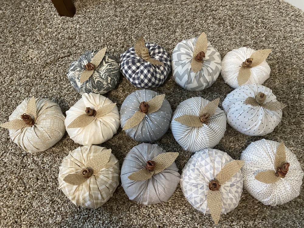 Custom Cloth Pumpkins in coastal colors