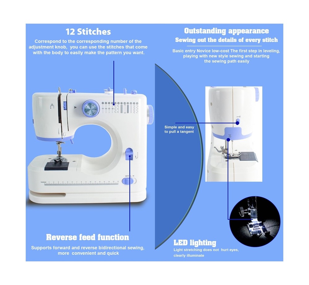 Sewing Machine for Beginners with 42 Pcs Sewing Kit, Sewing machine with 12 B...