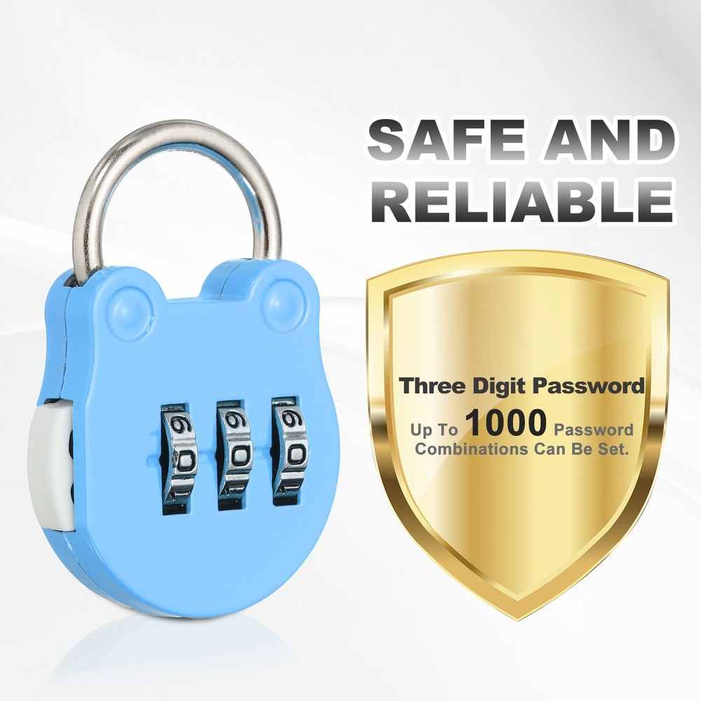 Combination Padlock (Small, Blue)(4 Pcs),Cat Shackle Code Locks