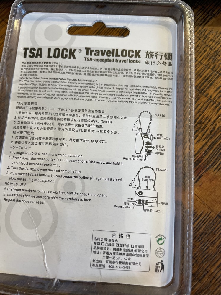 Jasit Travel Lock/three Digit/nib