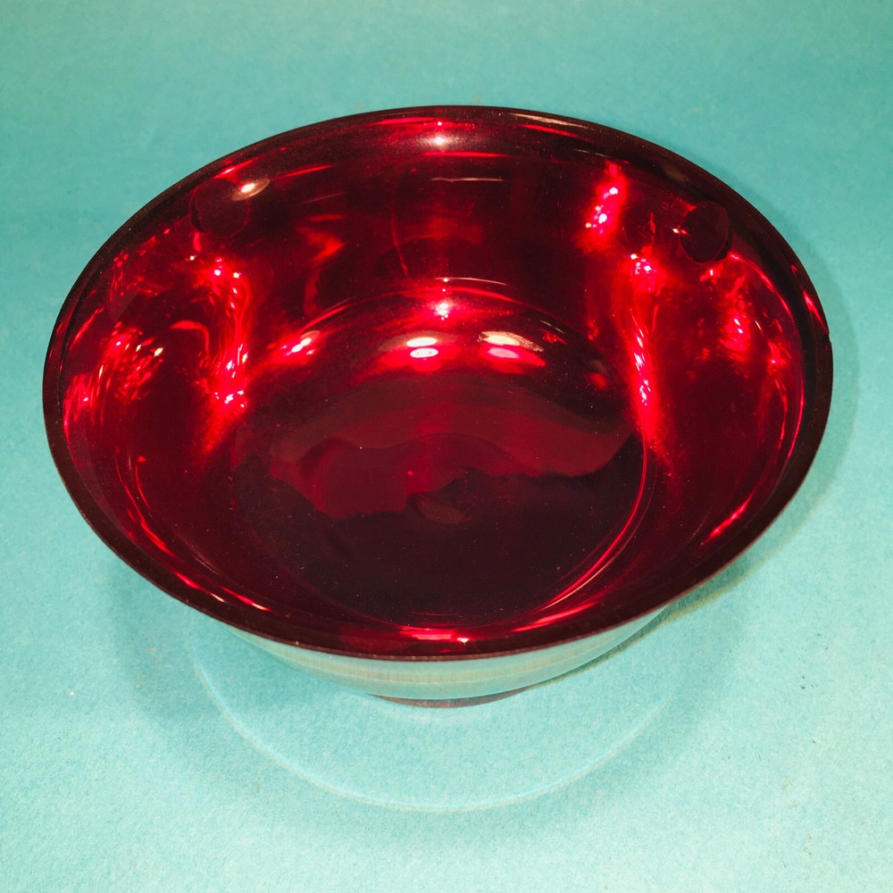 Newport Silverplate YB75 Deep Raspberry Ruby Red Glass Insert Rare Bowl 4 3/8"