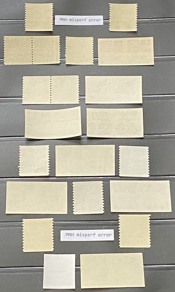US POSTAGE MINT ERROR STAMPS-PATRIOTIC FLAGS-MISPERFS & MISSING PERF PAIRS-MNH