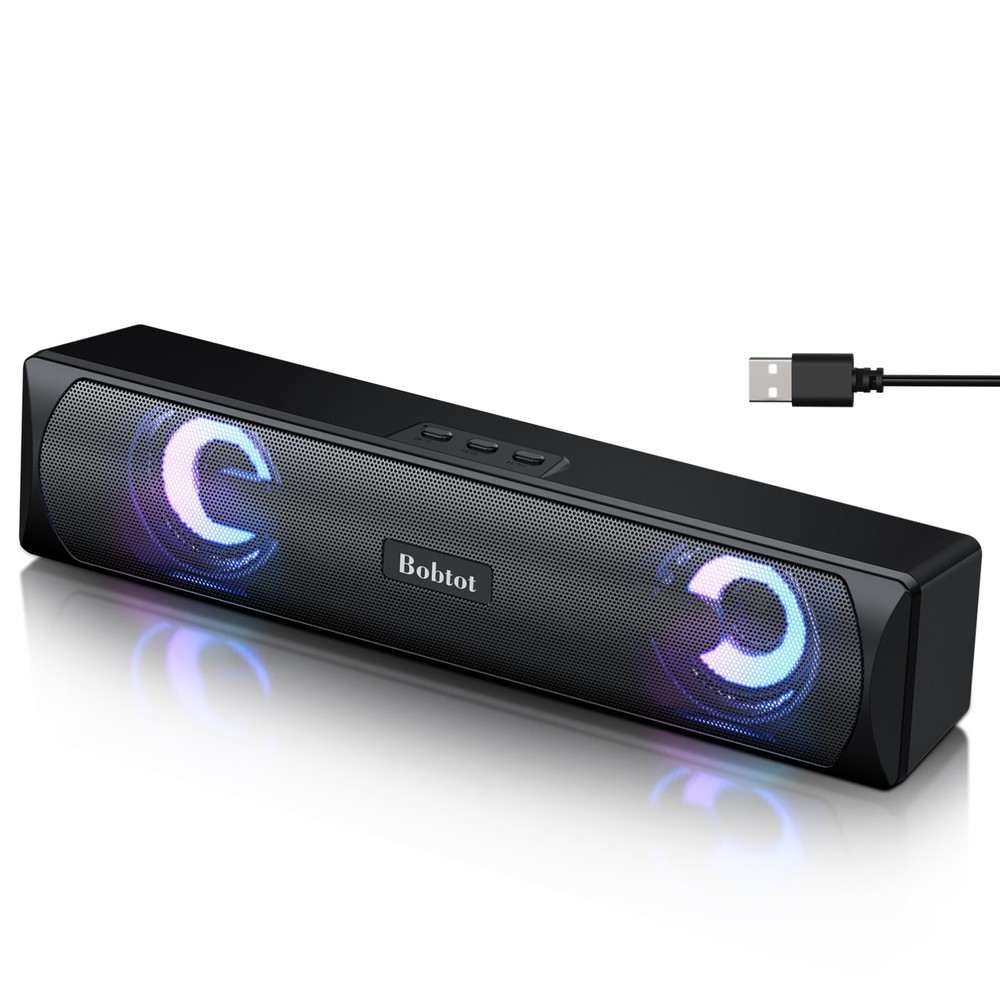 Two Computer Speakers USB Bluetooth Subwoofer Portable Game Sound Bar Audio