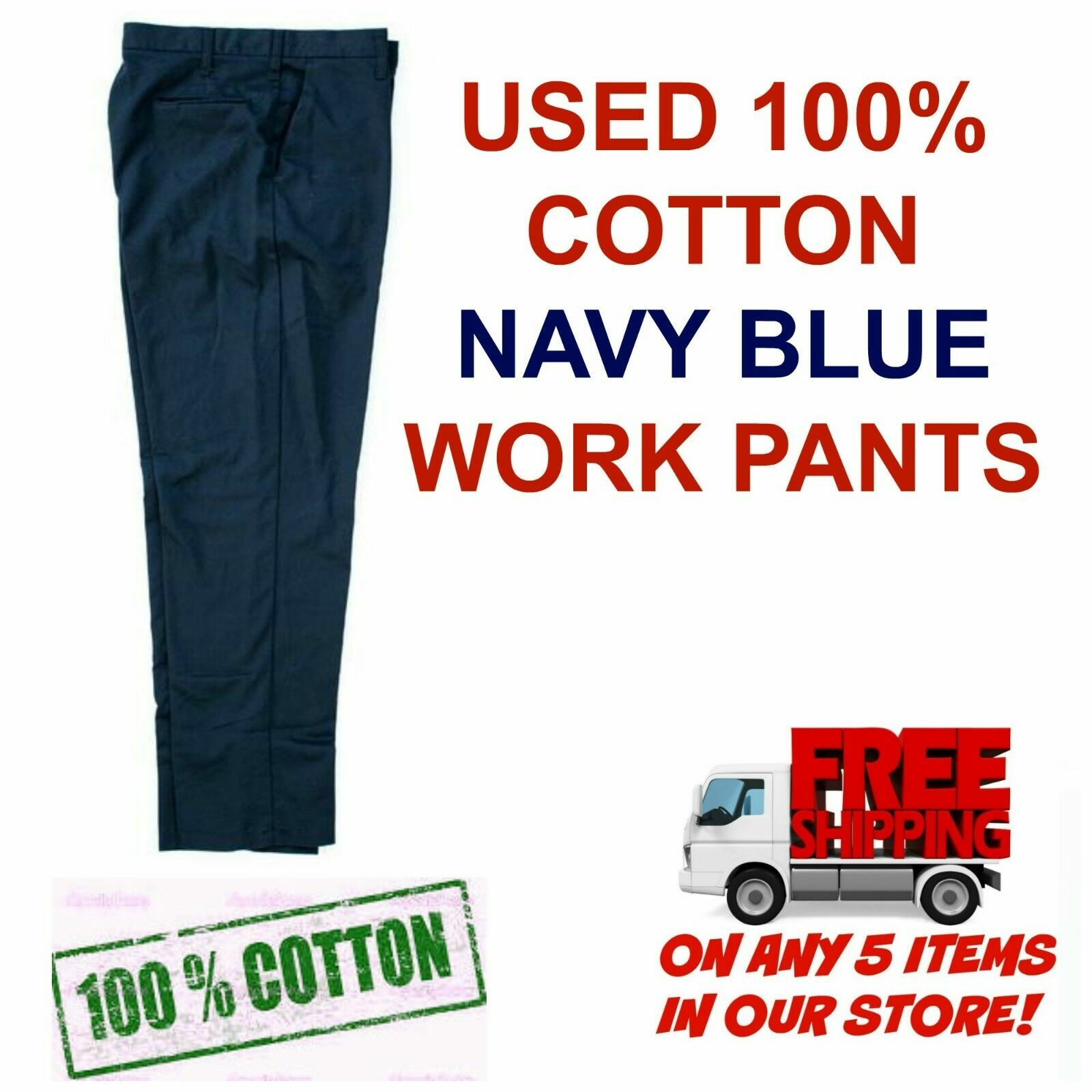Used Uniform Work Pants 100% COTTON Cintas Redkap Unifirst G&K Dickies etc NAVY