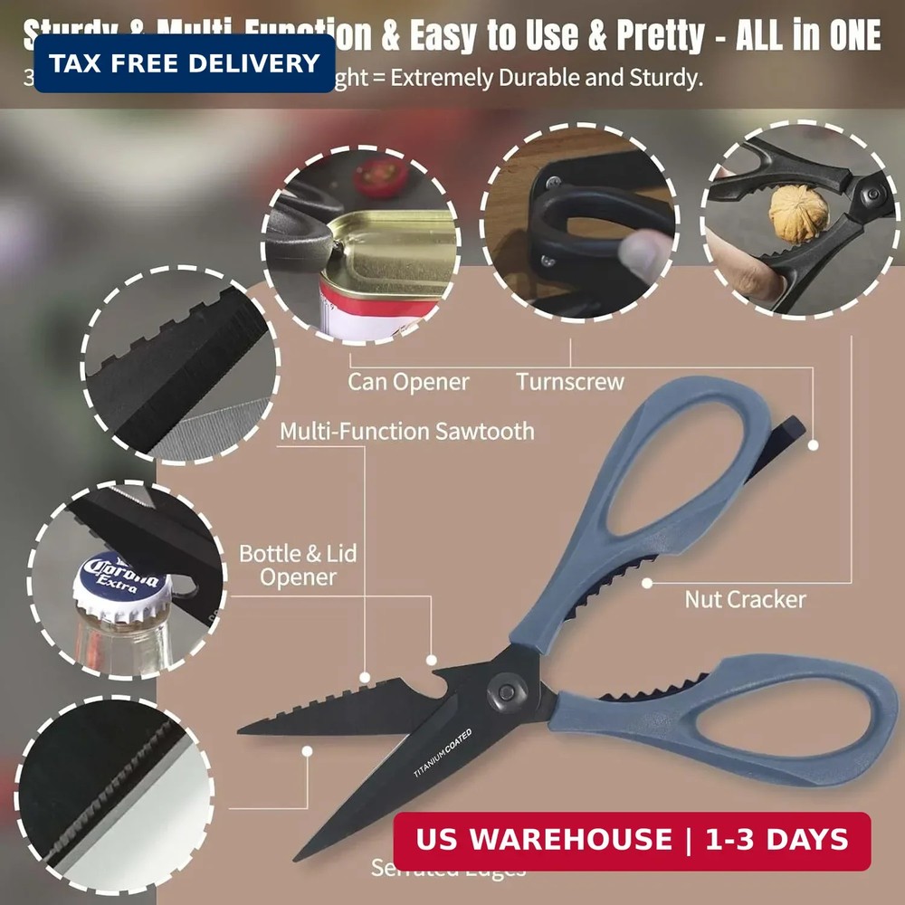 Kitchen Scissors All Purpose, Extra Sharp Kitchen Shears with Knife Sharpener &