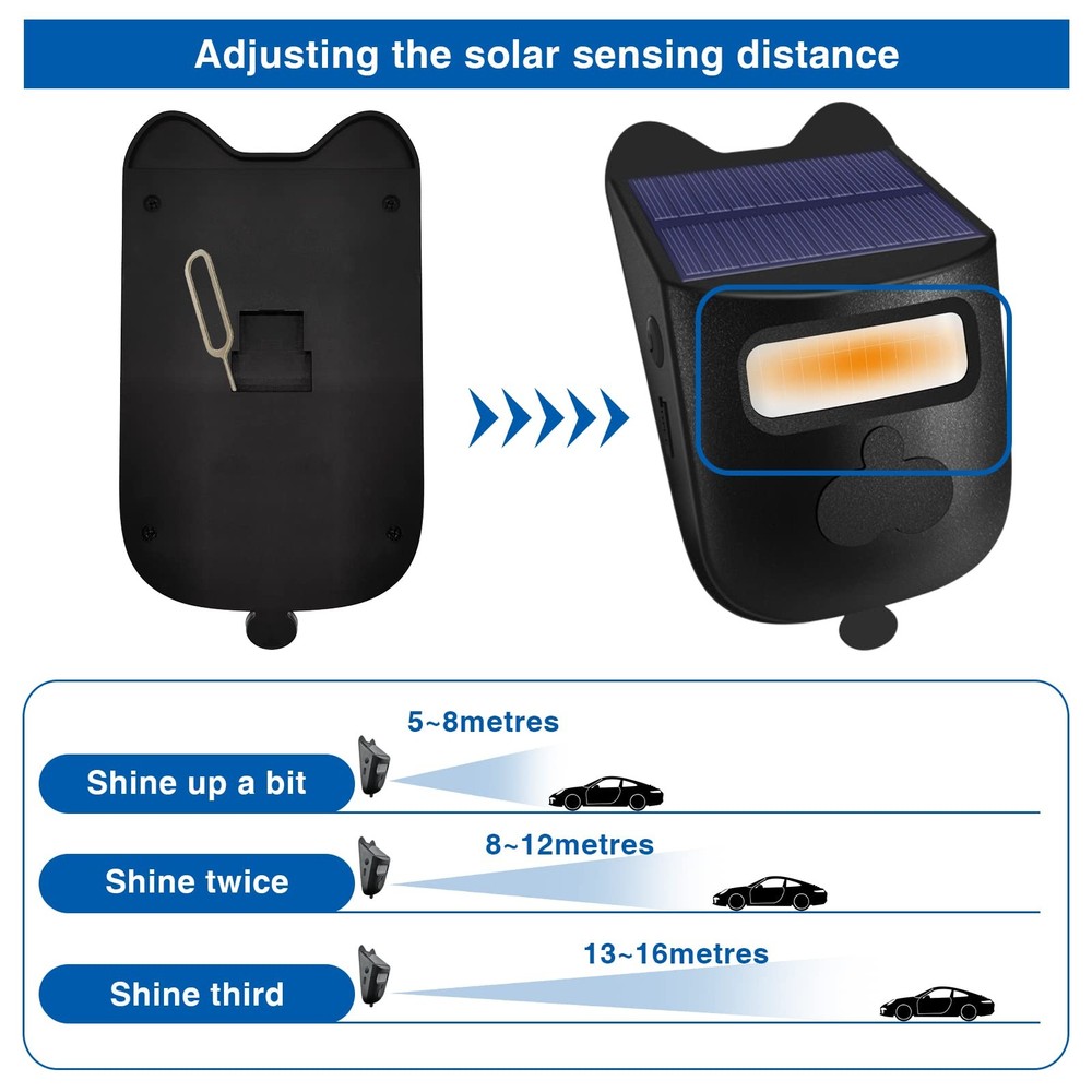 HoneTeek Solar Driveway Alarm, Wireless 600ft Range Motion Black