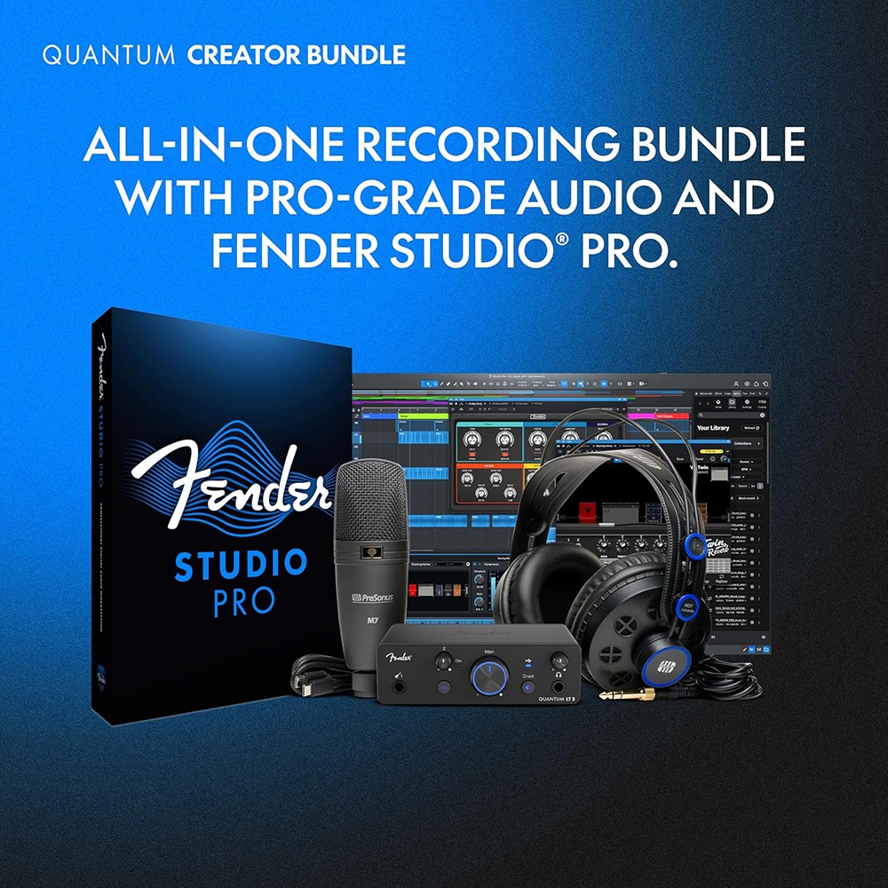Fender Quantum LT 2 2x2 USB-C Audio Interface Creator w/ Microphone & Headphones