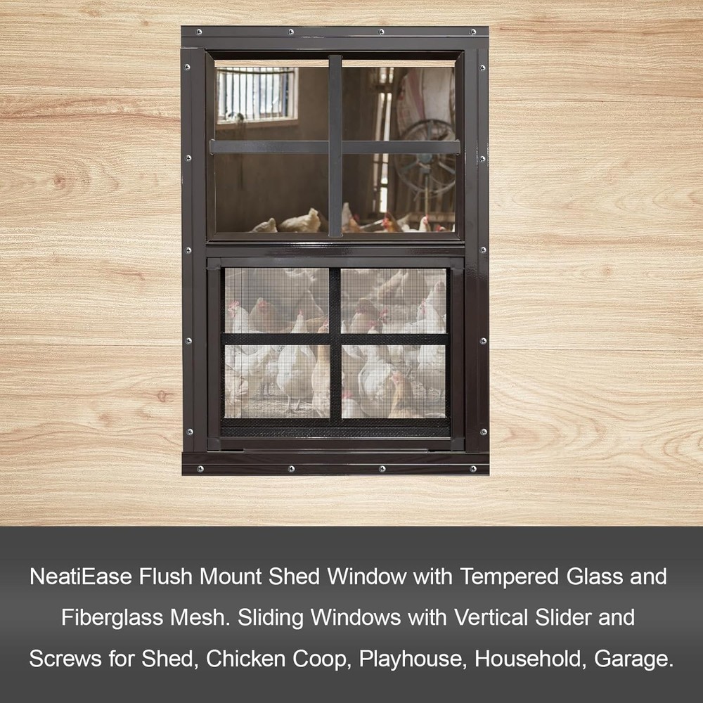 2 Pack Shed Windows with Black Frame, 24x36 Flush Mount Small Window with Tem...