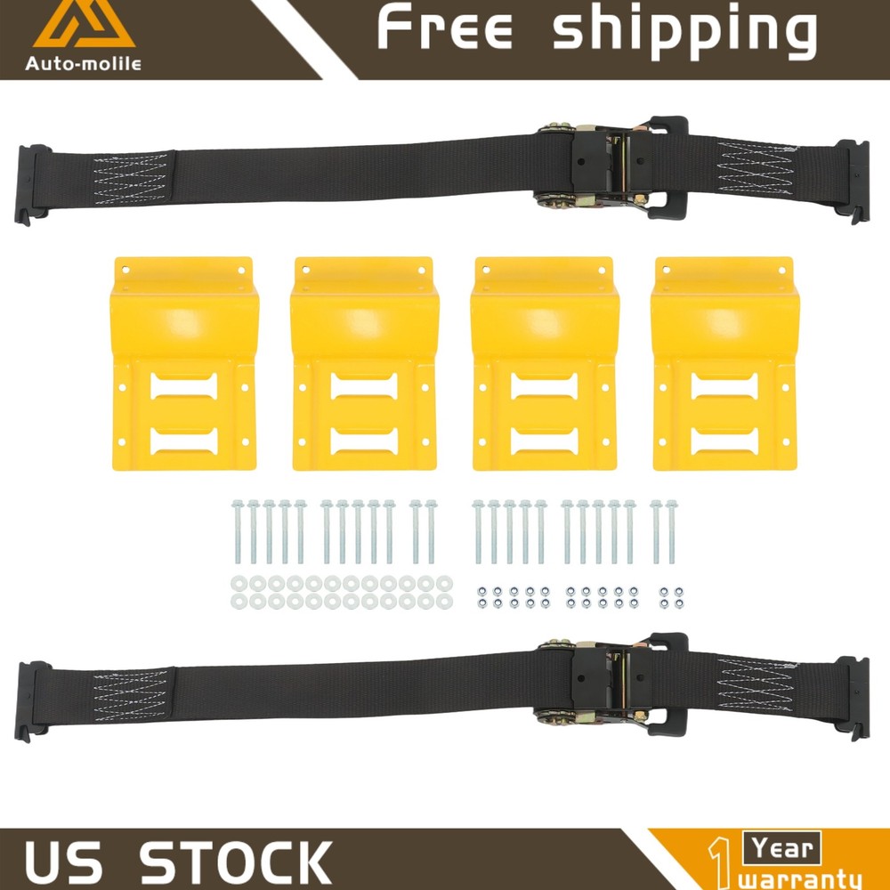 Heavy Loads E Track System With Wheel Chock 6' Black Ratchet Tie Down Straps