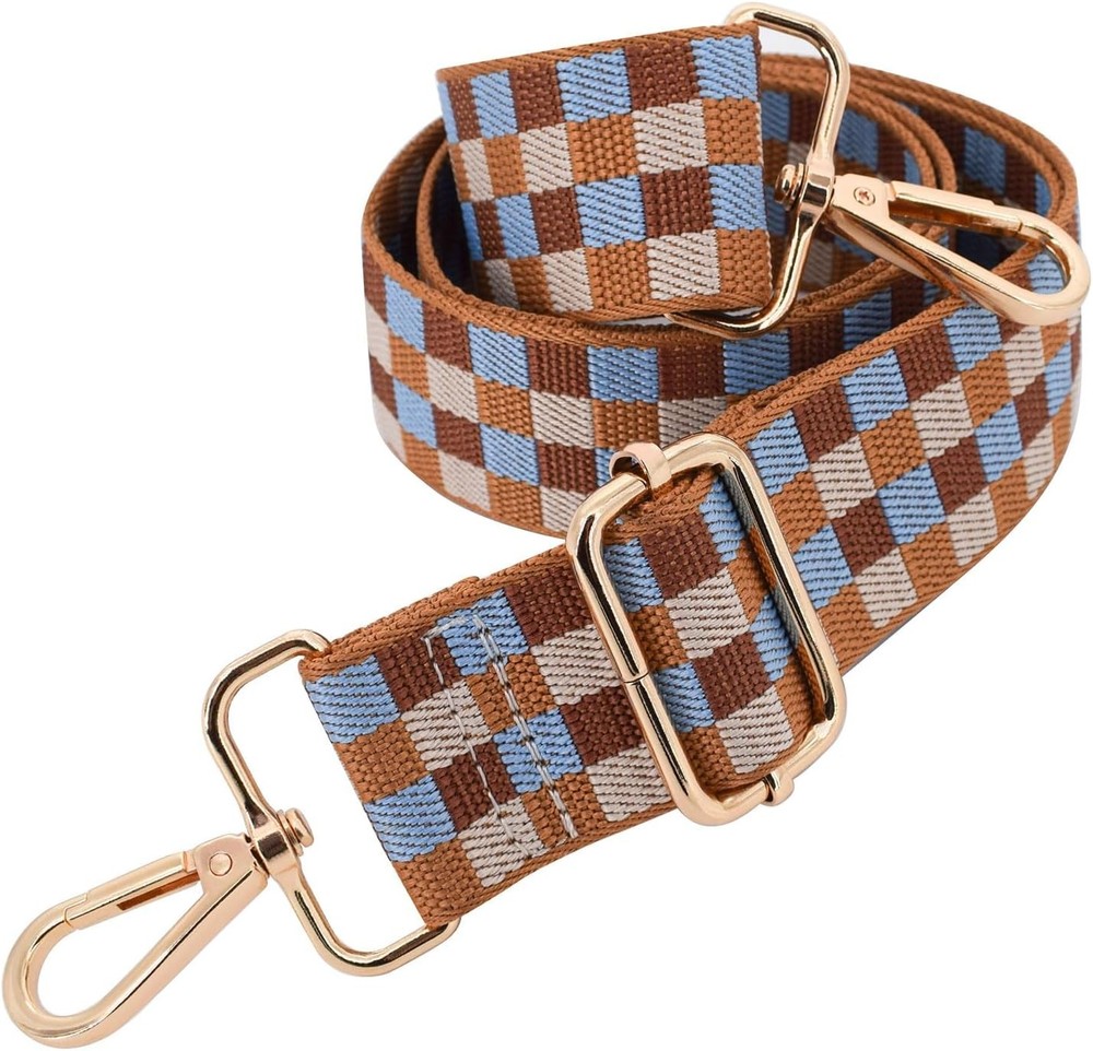 Replacement Purse Strap Shoulder Adjustable Checker-gold Hardware