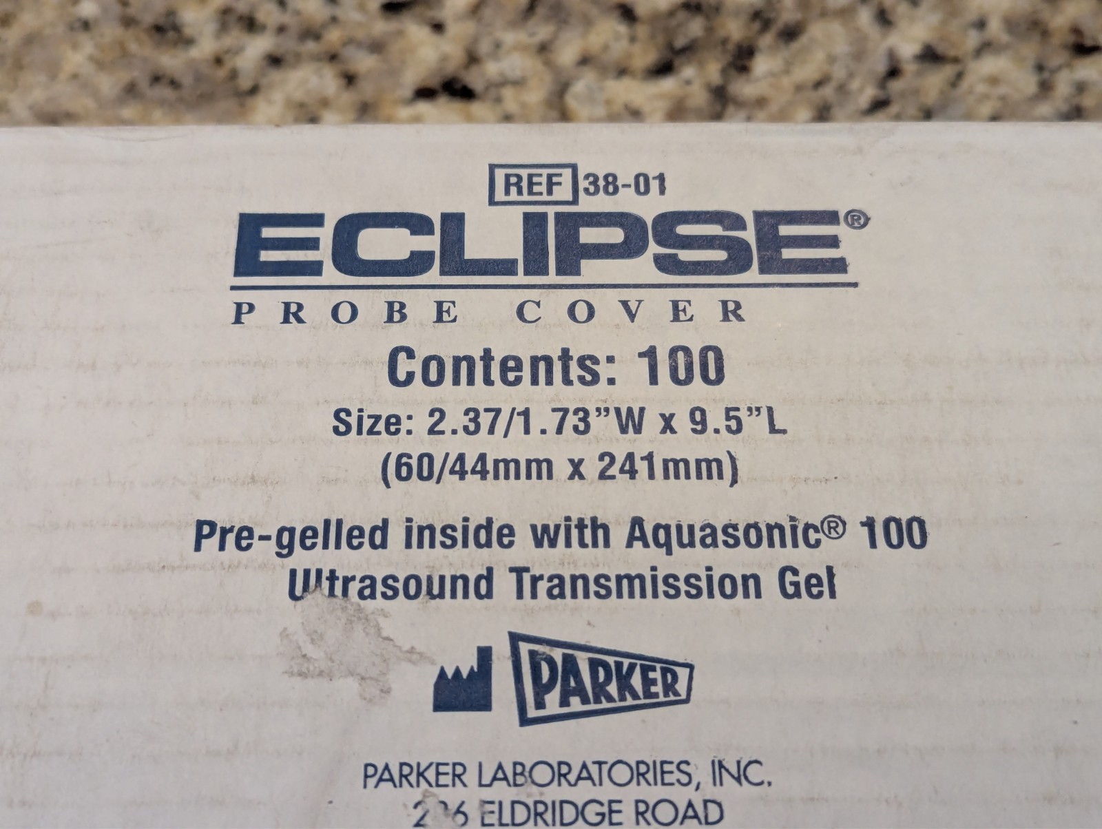 Eclipse 100 Pack 38-01 Ultrasound Probe Covers 2.37/1.73"W x 9.5"L exp: 12/2026