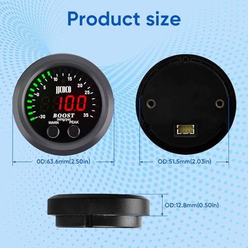 Universal Kit Includes Electronic Pressure Sensor Red Turbo Boost/Vacuum Gauge