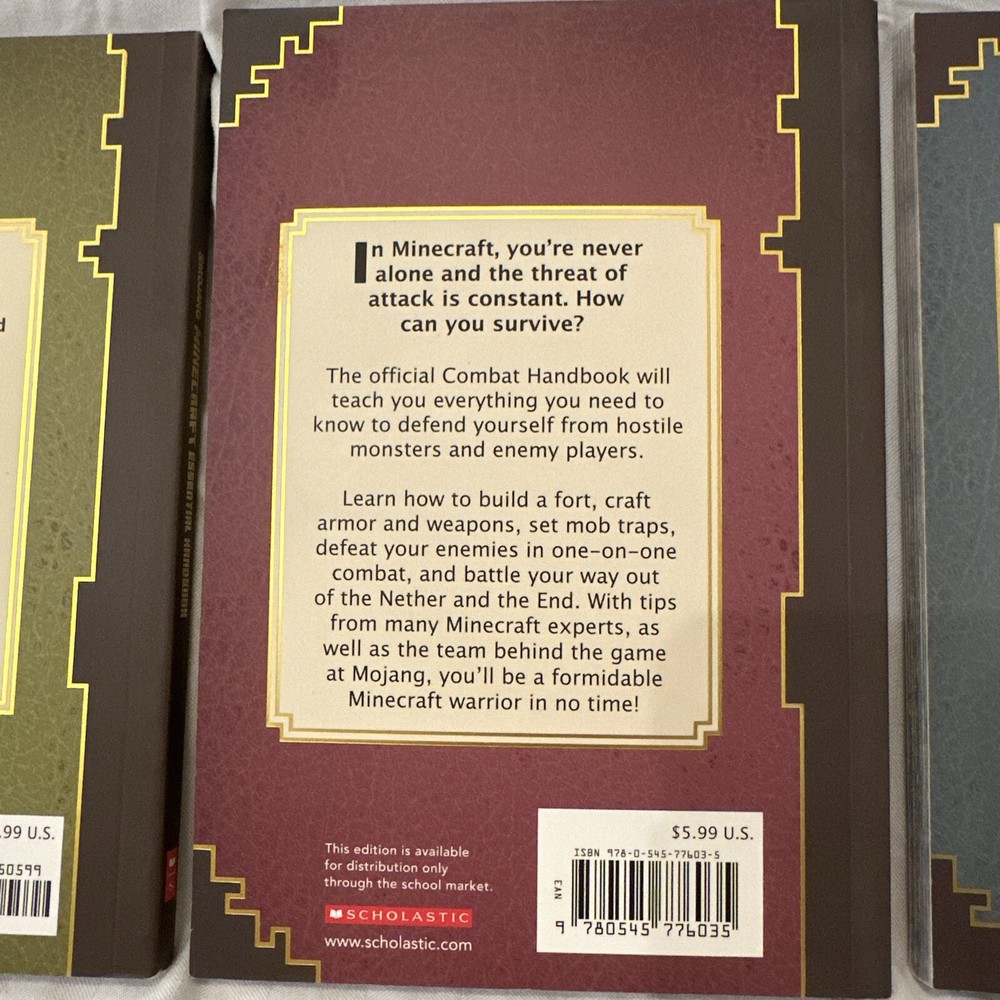 Minecraft Construction, Essential, And Combat Handbooks 3 Book Set