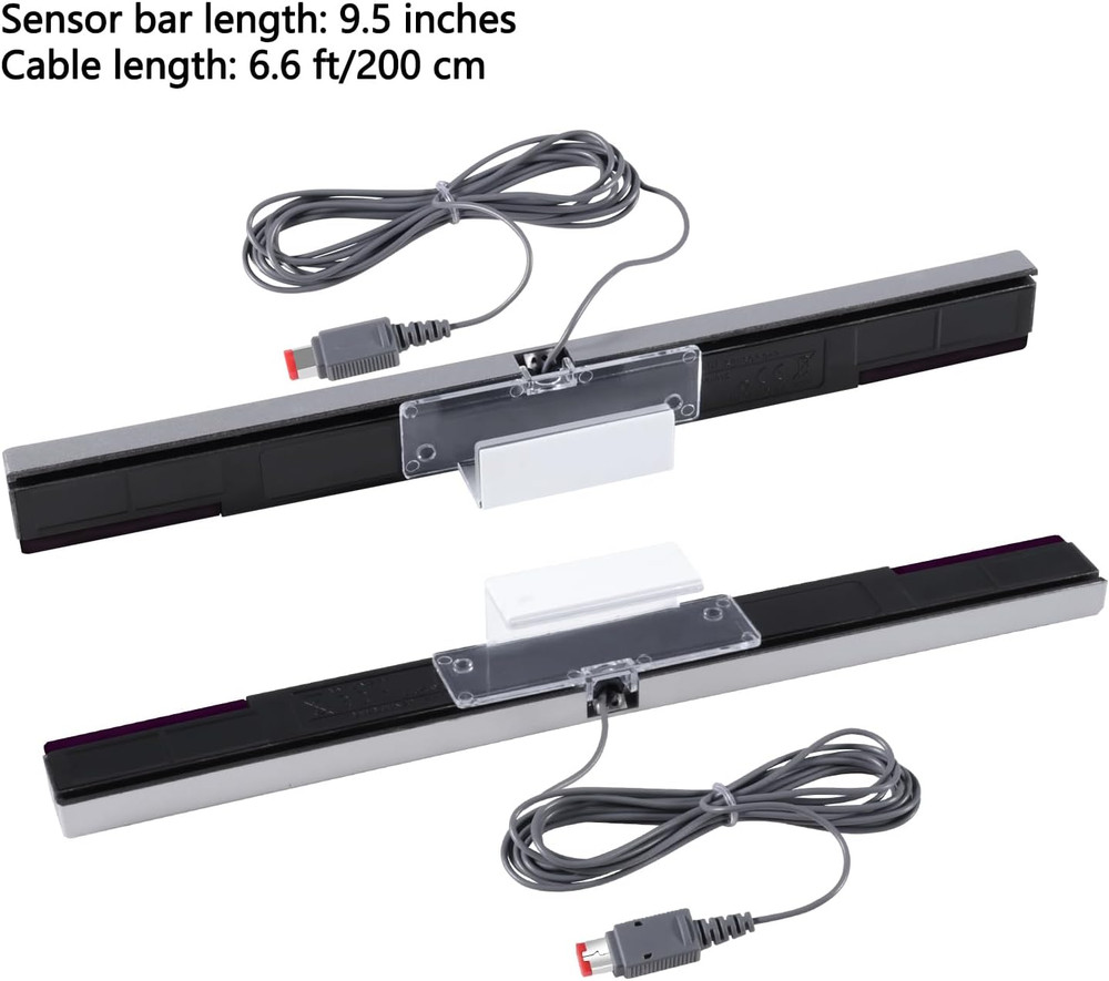 Wii Sensor Bar – Replacement Wired Infrared Sensor with Clear Stand for Wii & Wi