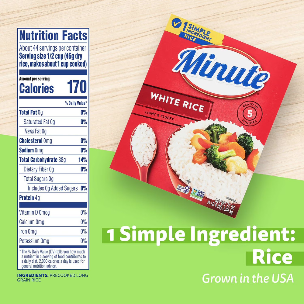 Minute Instant Light and Fluffy White Rice – 72 oz.