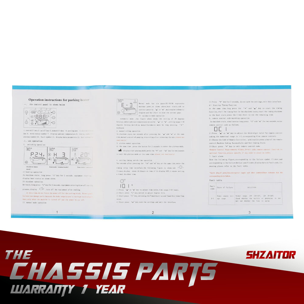 Air Diesel Heater Tank Parking LCD Switch For RV Trailers Trucks Boats 12V 5KW