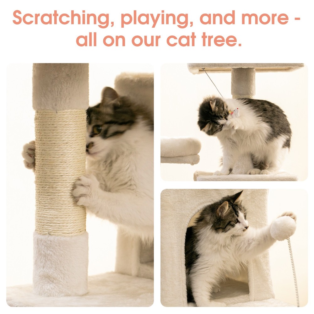 70.1" Cat Tree for Large Cat Climbing Tower Condo Scratching Post Kitty Rest