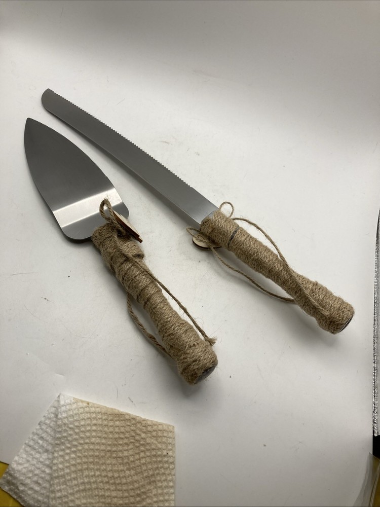 Rustic Wedding Cake Knife Server Set Pizza Pie Serving Utensils for Parties