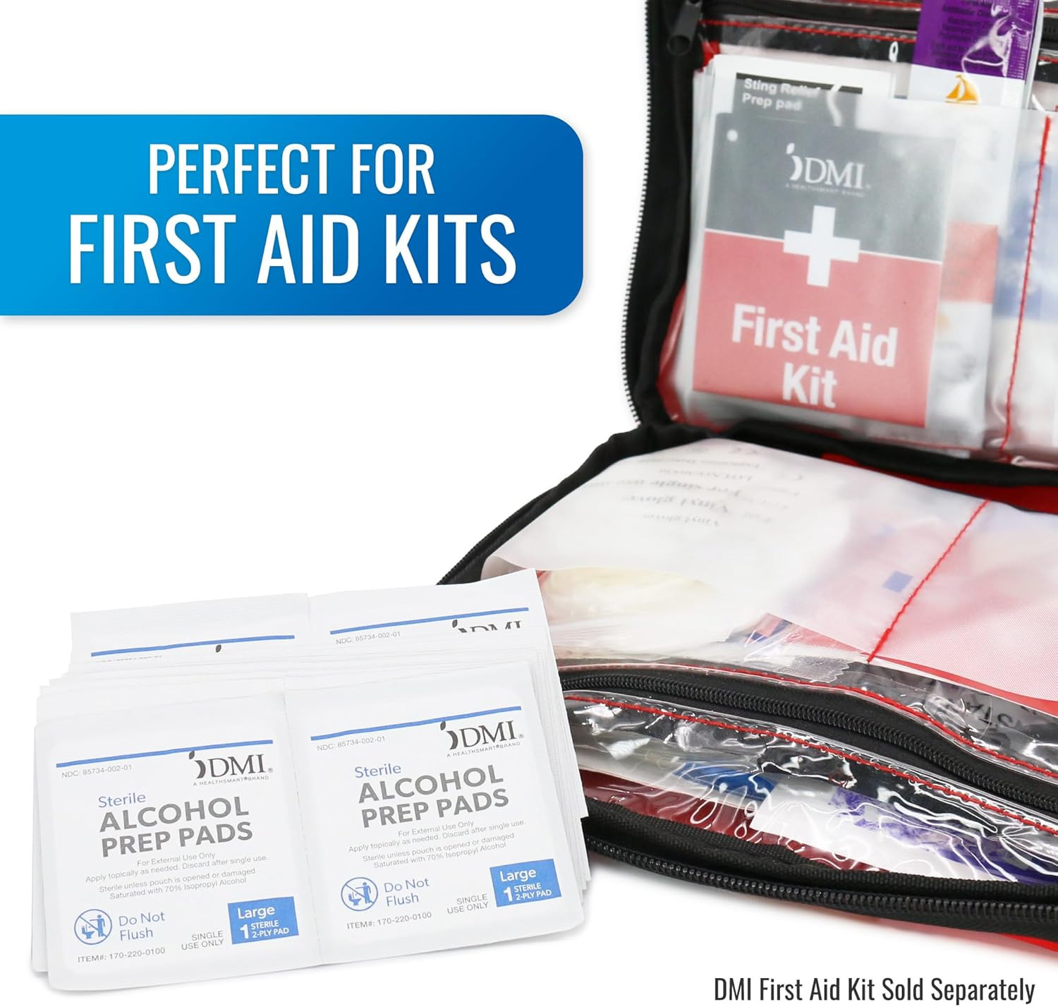 Alcohol Prep Pads, 500 Count (5 Boxes of 100), Medical Grade Large 70% Isopropyl