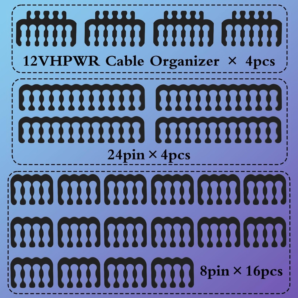 Pc Cable Combpsu Cables Combs Kit For Extension Cable Management 24 Pcs Set 12vh