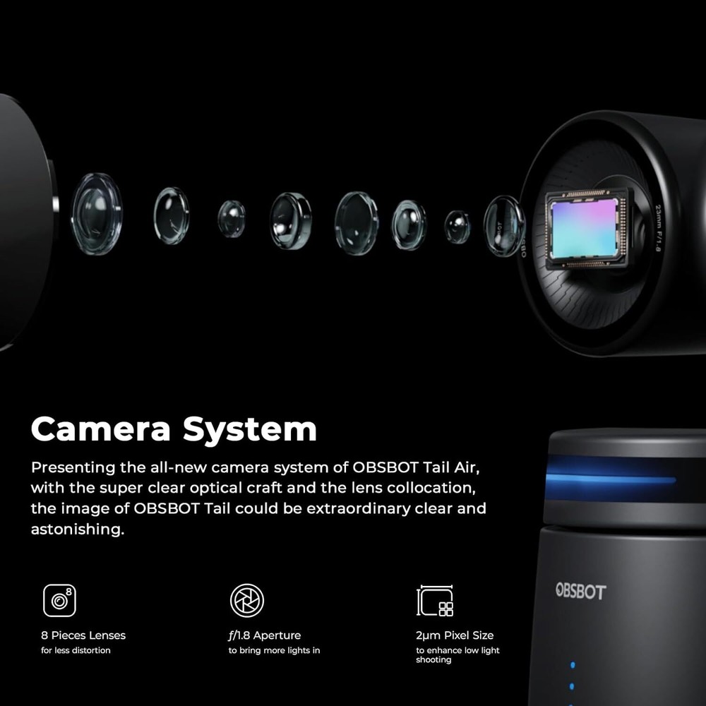 OBSBOT Tail AIR NDI Streaming PTZ Camera Smart RC Controller 4K AIPowered Webcam