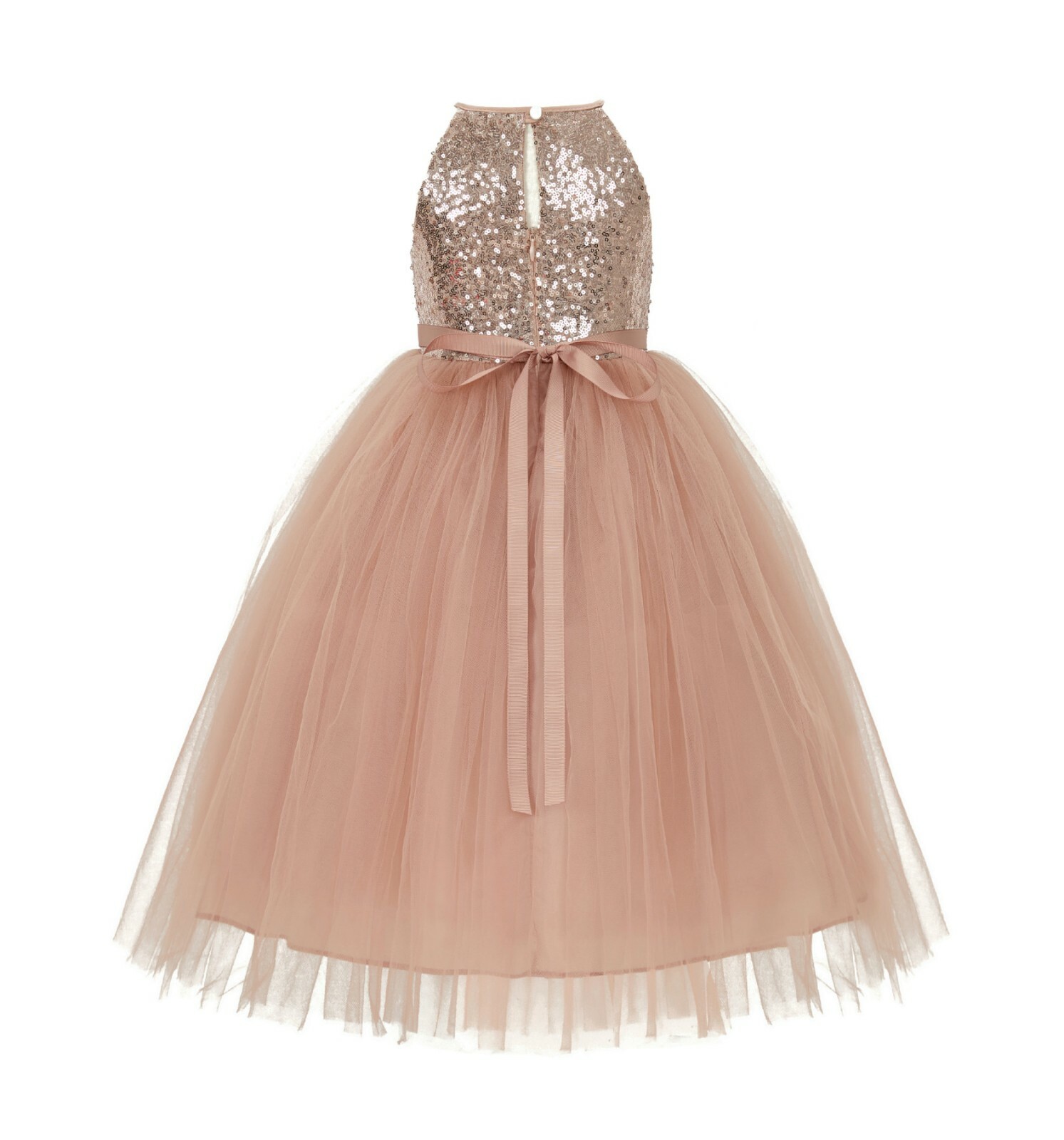 Sequin Halter Flower Girl Dresses Bridesmaid Dress Pageant Dress First Communion