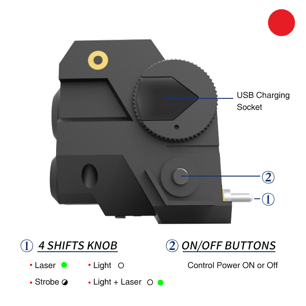 Laspur Mini Sub Compact Red Laser Sight with Flashlight Combo for Pistol