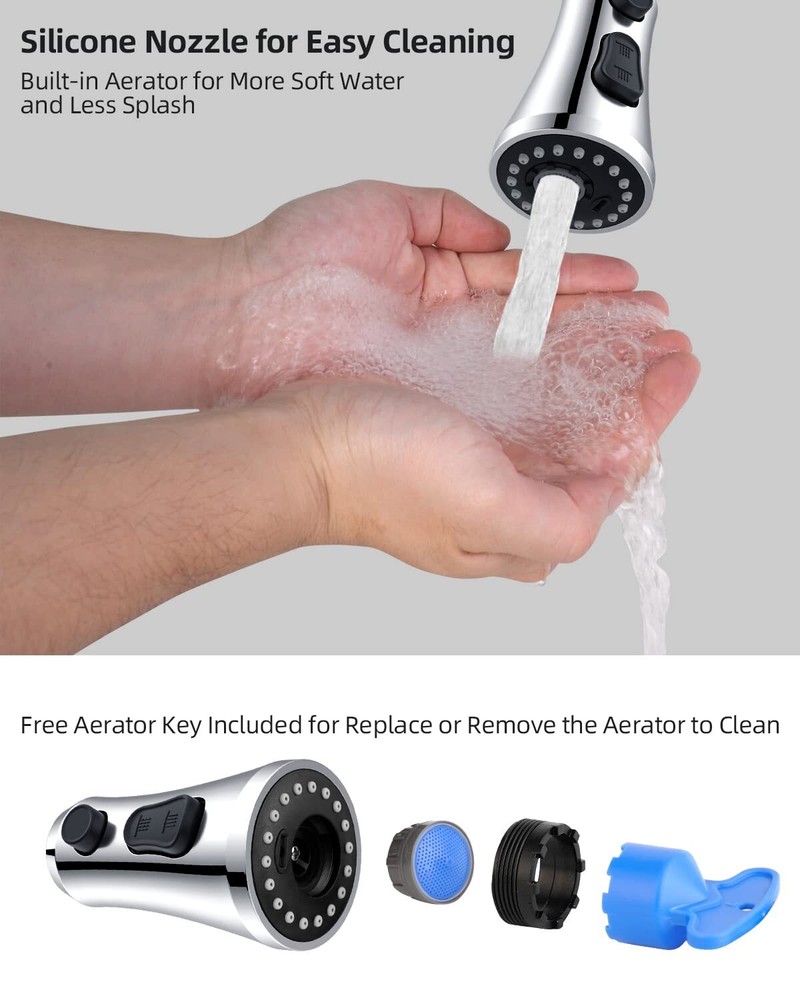 Hibbent Kitchen Faucet Sprayer Head Replacement - Pull Down Faucet Spray Head