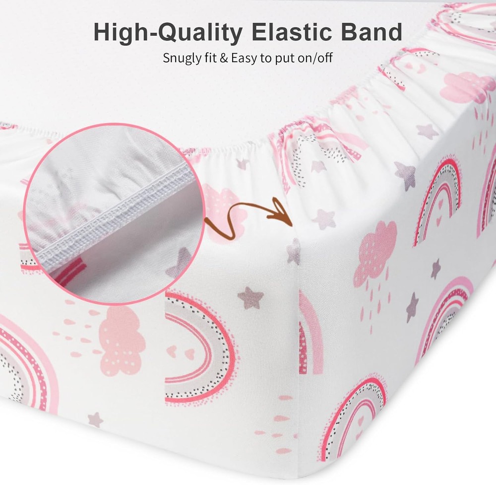 Pink Rainbow Fitted Crib Sheet 2 Pack 28x52