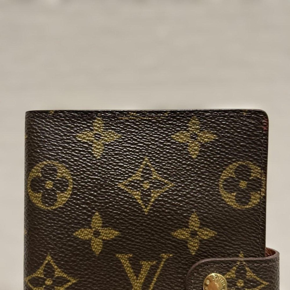 Louis Vuitton Monogram 6 Ring Notebook Cover Brown Leather Authentic